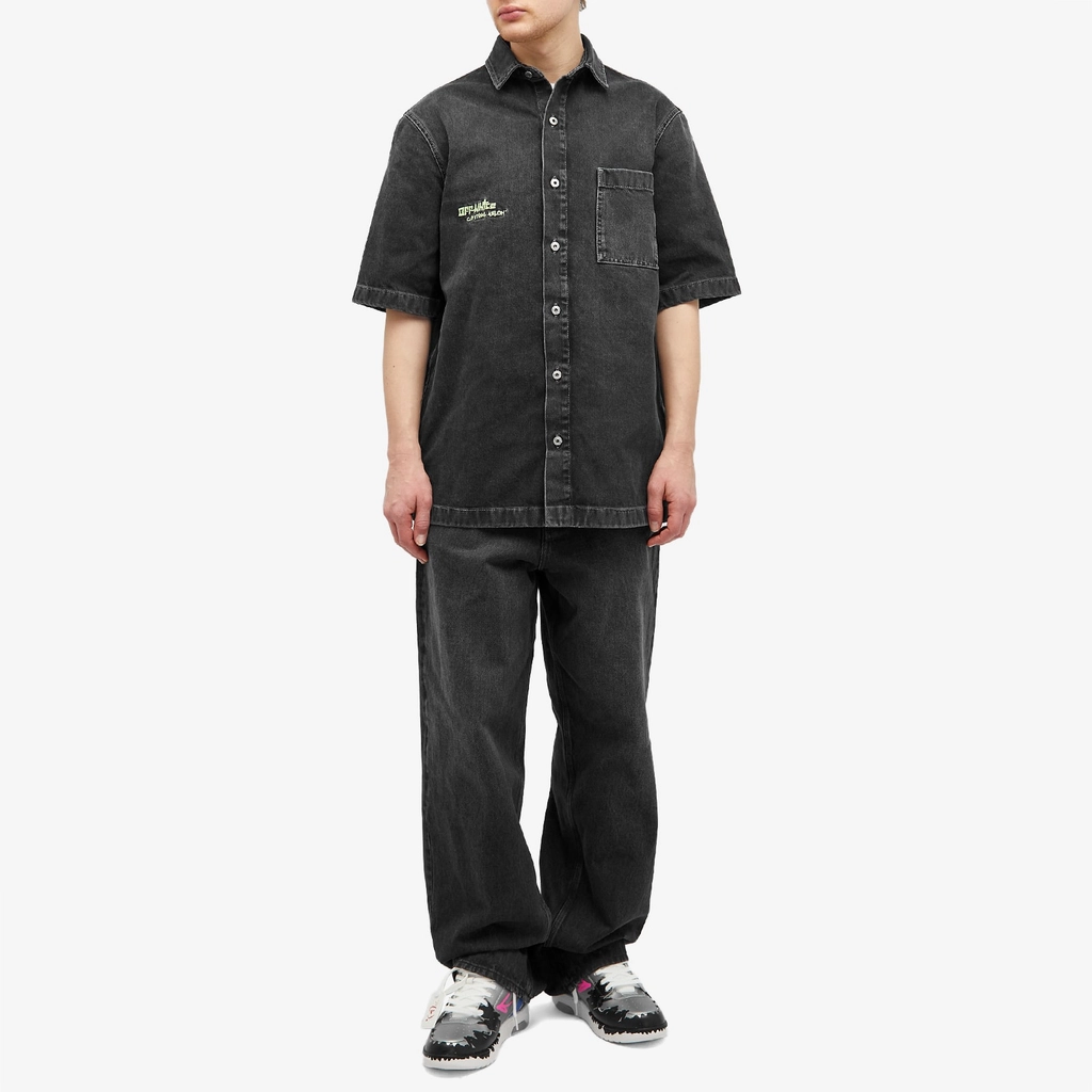 Off White Men's Off Denim Bowling Shirt Vintage Black